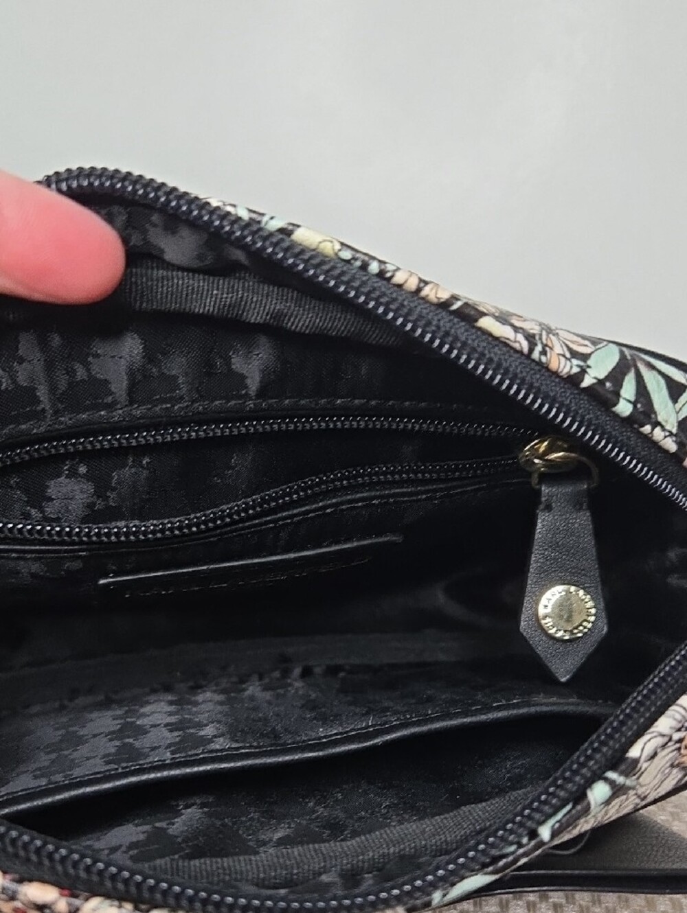 Karl Lagerfeld Paris Floral Bow Crossbody Bag - Black with Pastel Floral Print - Picture 3 of 8
